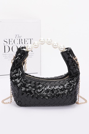 Metallic Braided Pearl Handle Bag