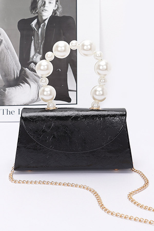 Metallic Pearl Handle Flap Bag