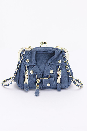 Faux Denim Leather jacket Style Crossbody Bag