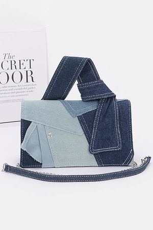 Multi Denim Top Handle Crossbody Bag