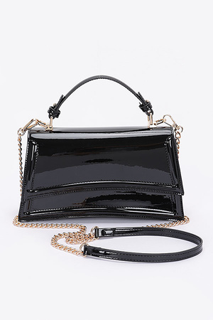 Enamel Top Handle Flap Bag