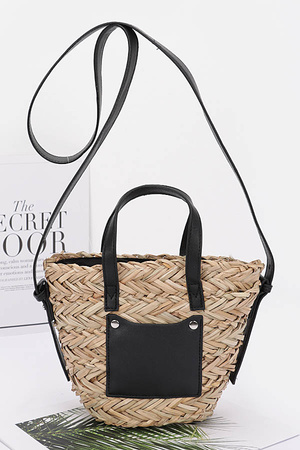 Faux Straw Small Tote Bag