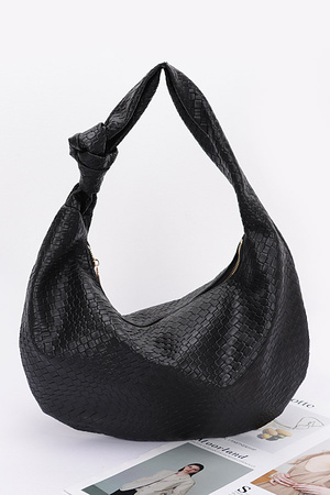 Embossed Faux Leather Big Hobo Bag