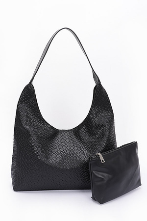 Embossed Faux Leather Shoulder Bag