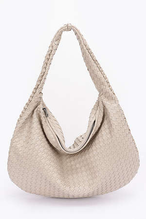 Faux Leather Braided Shoulder Bag