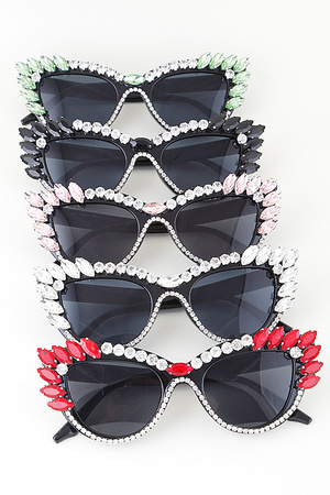 Multi Luxury Rhinestone Cateye Sunglasses