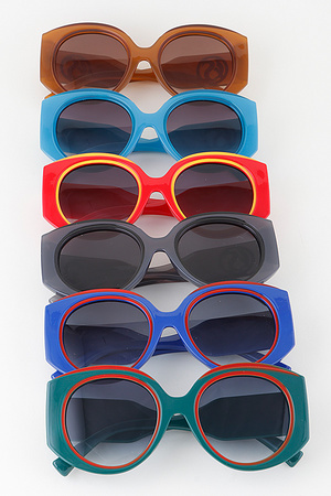 Two Toned Retro Round Sunglasses