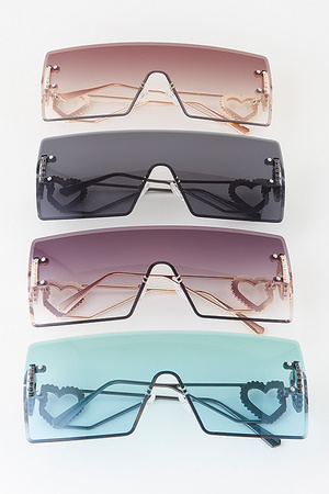 Linked Heart Beaded Shield Sunglasses