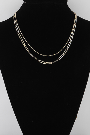 Double layered Bead N Chain Link Necklace