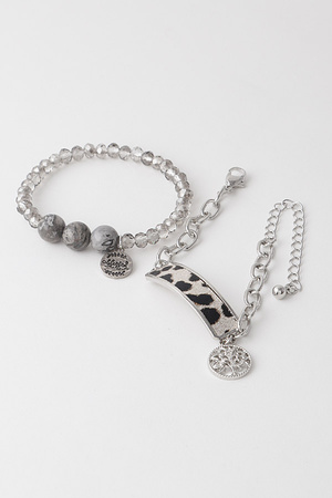 Animal Print N Bead Charm Bracelets