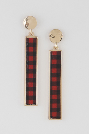 Plaid Bar Drop Earrings