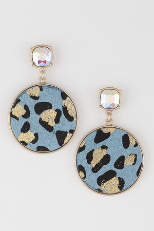 Animal Print Circle Drop Earrings