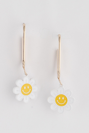 Smiley Flower Clip Earrings