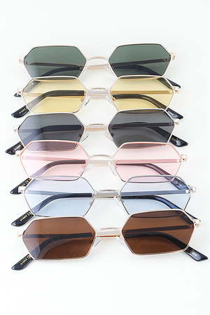 Metal Hexagonal Tinted Sunglasses