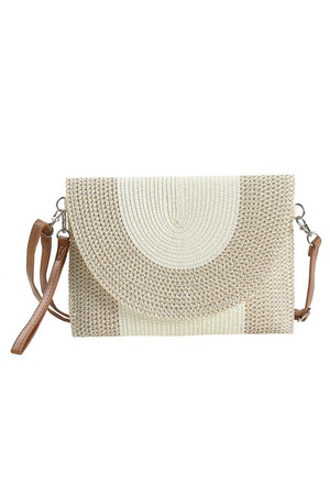 SOLID AND MIXED COLOR TWO TONE STRAW CLUTCH & CROSSBODY BAG