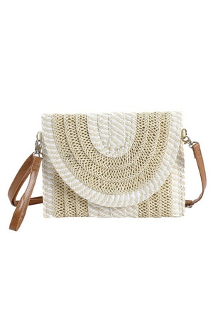 MIXED STRIPED STRAW CLUTCH & CROSSBODY BAG