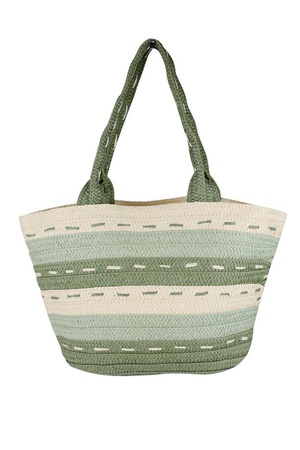 STRIPED PATTERN DOTTED LINE DETAIL STRAW BAG.