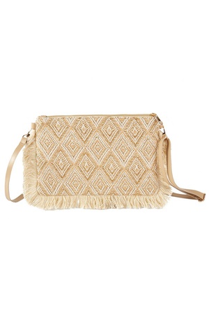 DIAMOND CHECKER TASSEL EDGE CROSSBODY BAG