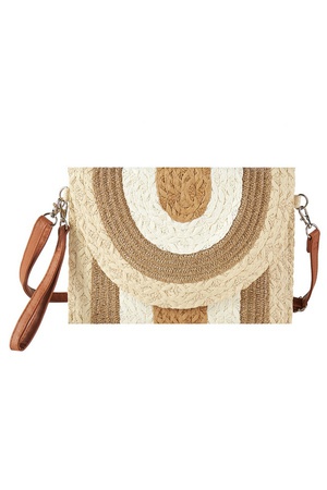 METALLIC LINED MULTI COLOR STRAW CLUTCH & CROSSBODY BAG.