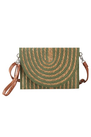 GOLD THREADS MIXED COLOR STRAW CLUTCH & CROSSBODY BAG