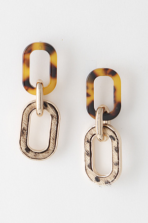 Two Toned Link Chain Drop Earrings