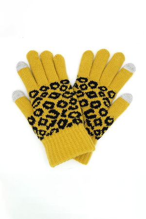 Leopard Knit Smart Touch Gloves