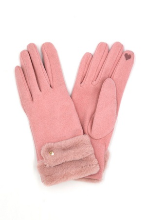 Double Faux Fur Cuff Smart Touch Gloves