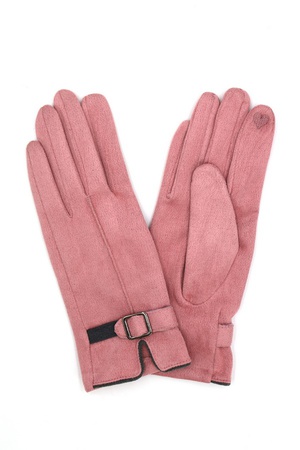 Faux Suede Band Smart Touch Gloves