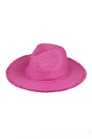 FRAYED SOLID STRAW HAT