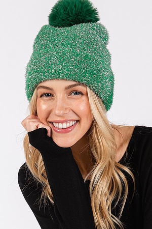 Lurex Mixed Pom Pom Beanie