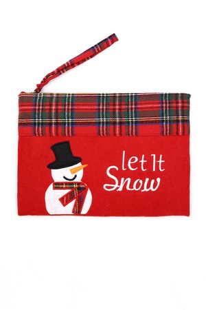 Let It Snow Letter Snowman Christmas Pouch