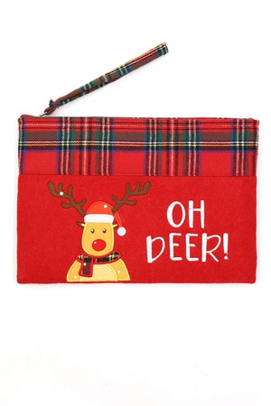 Oh Deer Letter Reindeer Christmas Pouch