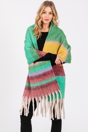 Brushed Multi Color Stripe Scarf