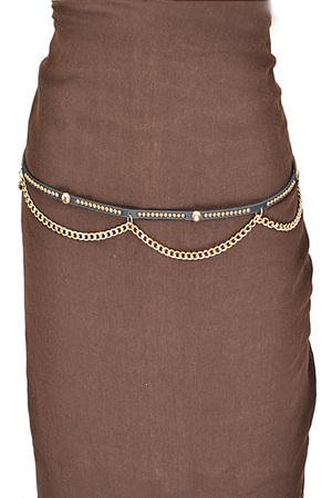 Golden Studded Chain Draped Belt