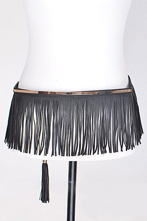 Bar Fringed Belt With Tassel