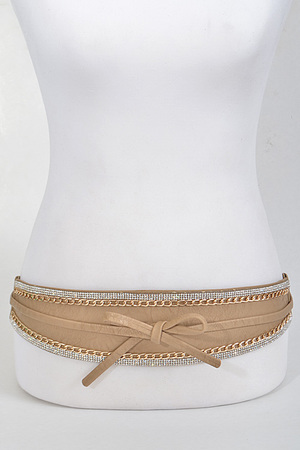 Thick Chain Inspired Bow Rhinestone Belt