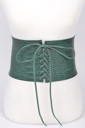 Faux Crocodile Skin Thick Belt