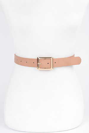 Simple Square Buckle Faux Leather Belt.