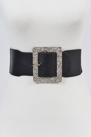 Glitter Big Buckle Elastic Belt.