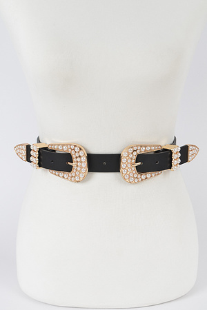 Two Pearl Buckle Waist Belt.