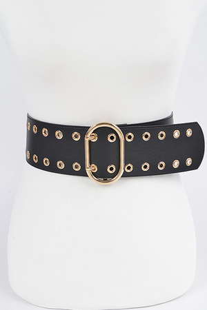 Faux Leather Eyelet Wait Belt