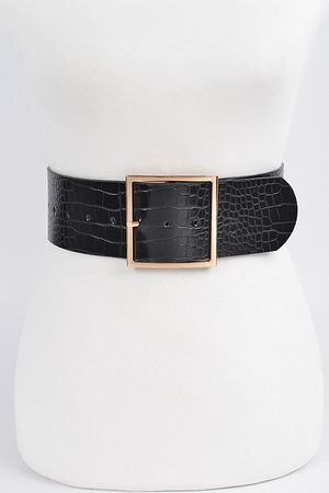 Faux Croc Wide Waist Belt