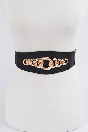 Faux Leather Chain Waist Belt