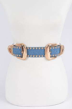 Two Buckle Denim Waist Belt