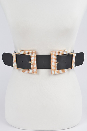 Two Faux Pearl Buckle Waist Belt