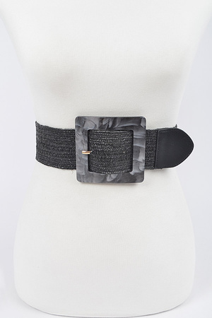 Resign Buckle Stretch Straw Belt