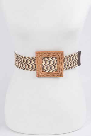 Faux Bamboo Buckle Elastic Belt