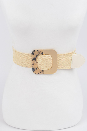 Square Metal Buckle Stretch Belt