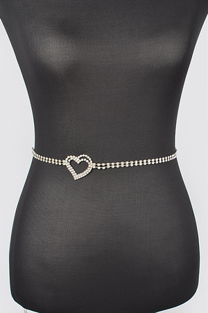 Rhinestone Heart Chain Belt