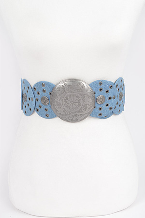 Denim Multi Eyelet Rounds Western Belt